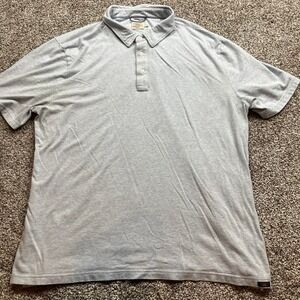 Faherty‎ Brand Polo Shirt Mens XXL Light Blue Heathered Cotton Modal Blend